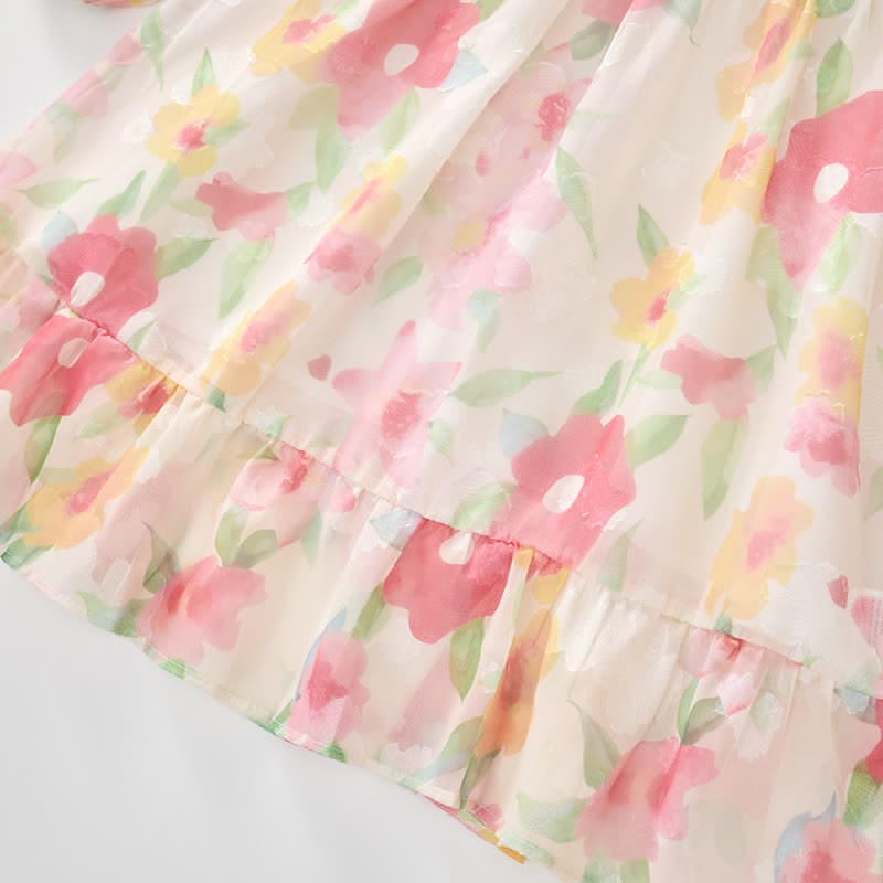 Toddler French Flower Beige Lapels Dress - image 15