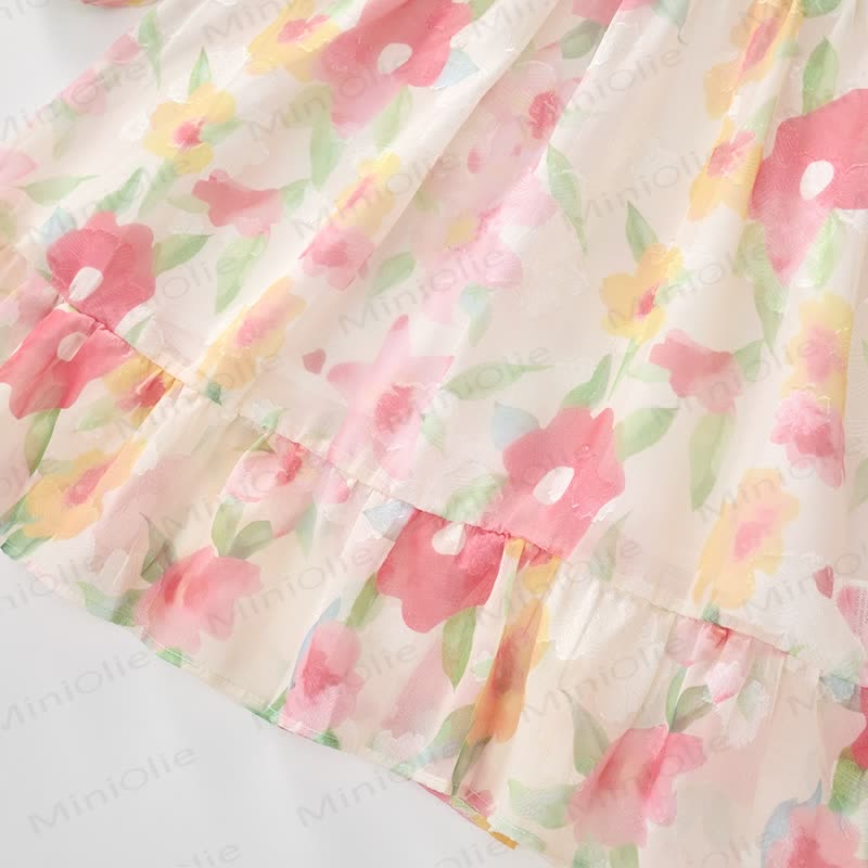 Toddler French Flower Beige Lapels Dress - image 15