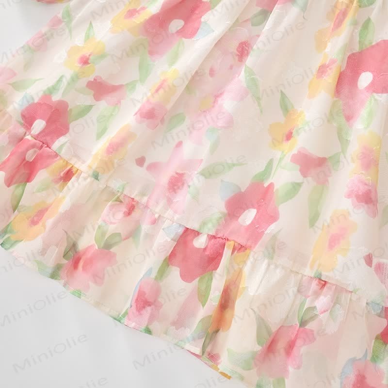 Toddler French Flower Beige Lapels Dress - image 15