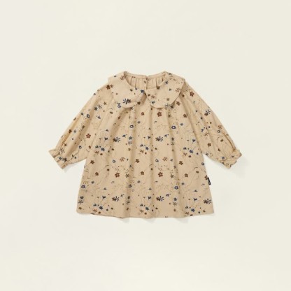 Toddler Vintage Flower Khaki Lapels Dress - Khaki - 10Y - image 1