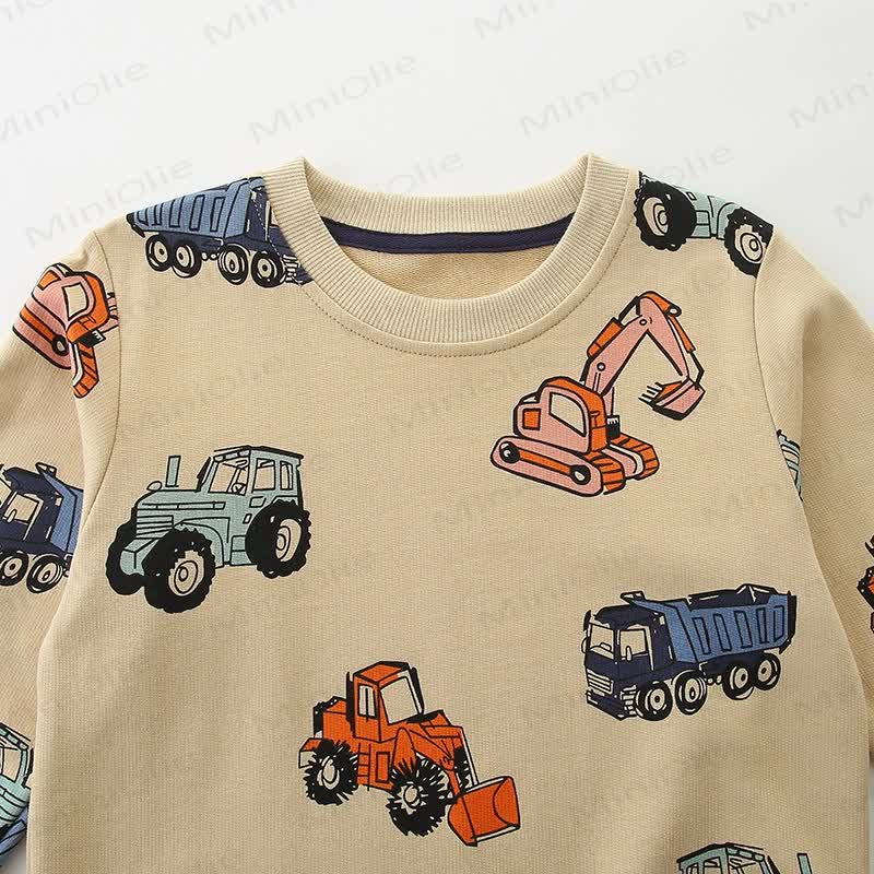 Kid Boy Cartoon Truck Khaki Sweatshirt - image 2