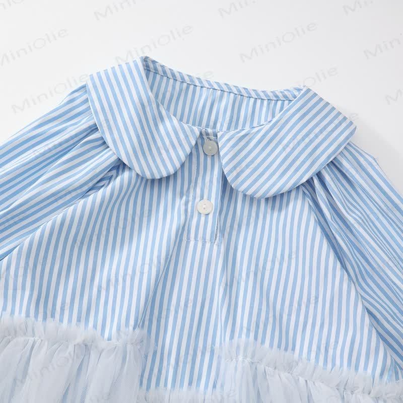 Toddler Blue Striped Tulle Shirt Dress - image 5