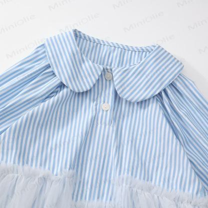 Toddler Blue Striped Tulle Shirt Dress - image 5