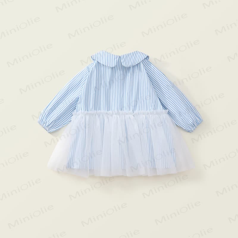 Toddler Blue Striped Tulle Shirt Dress - image 3