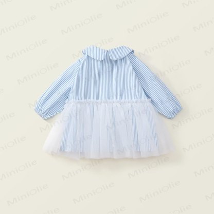 Toddler Blue Striped Tulle Shirt Dress - image 3