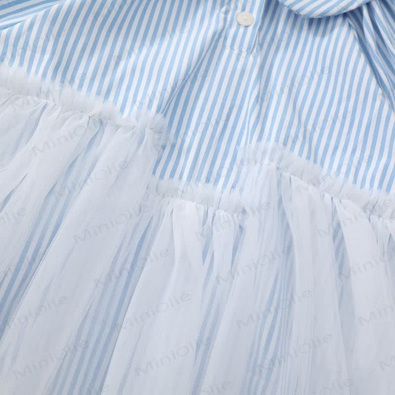 Toddler Blue Striped Tulle Shirt Dress - image 9