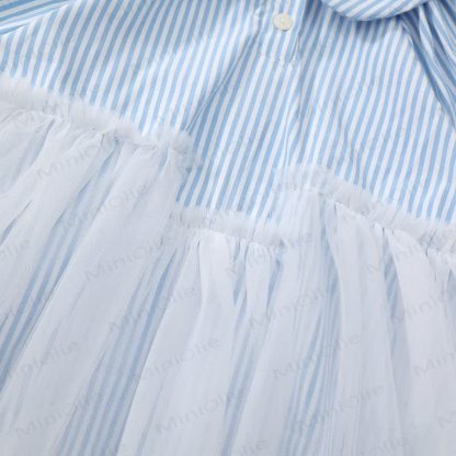 Toddler Blue Striped Tulle Shirt Dress - image 9