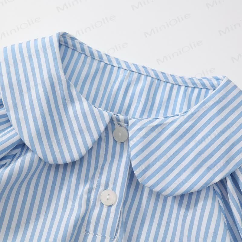 Toddler Blue Striped Tulle Shirt Dress - image 4