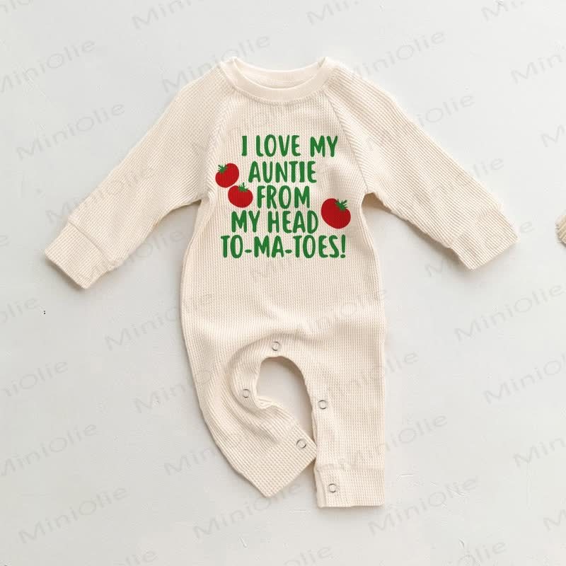 I LOVE MY AUNTIE FROM MY HEAD TO-MA-TOES! Baby Waffle Romper - Beige - 18-24M - image 1