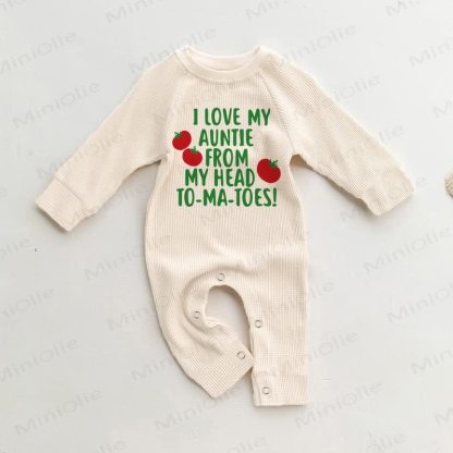 I LOVE MY AUNTIE FROM MY HEAD TO-MA-TOES! Baby Waffle Romper - Beige - 18-24M - image 1