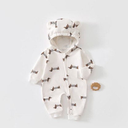 Baby Dinosaur Dachshund Moon Hooded Romper - Dachshund - 2-3T - image 1