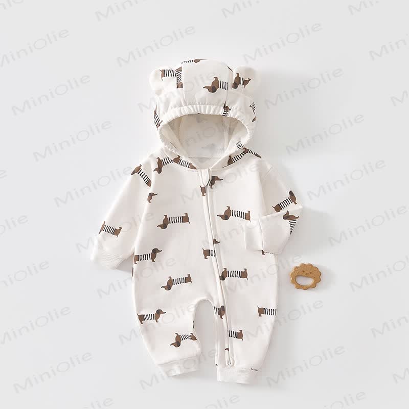 Baby Dinosaur Dachshund Moon Hooded Romper - Dachshund - 2-3T - image 1