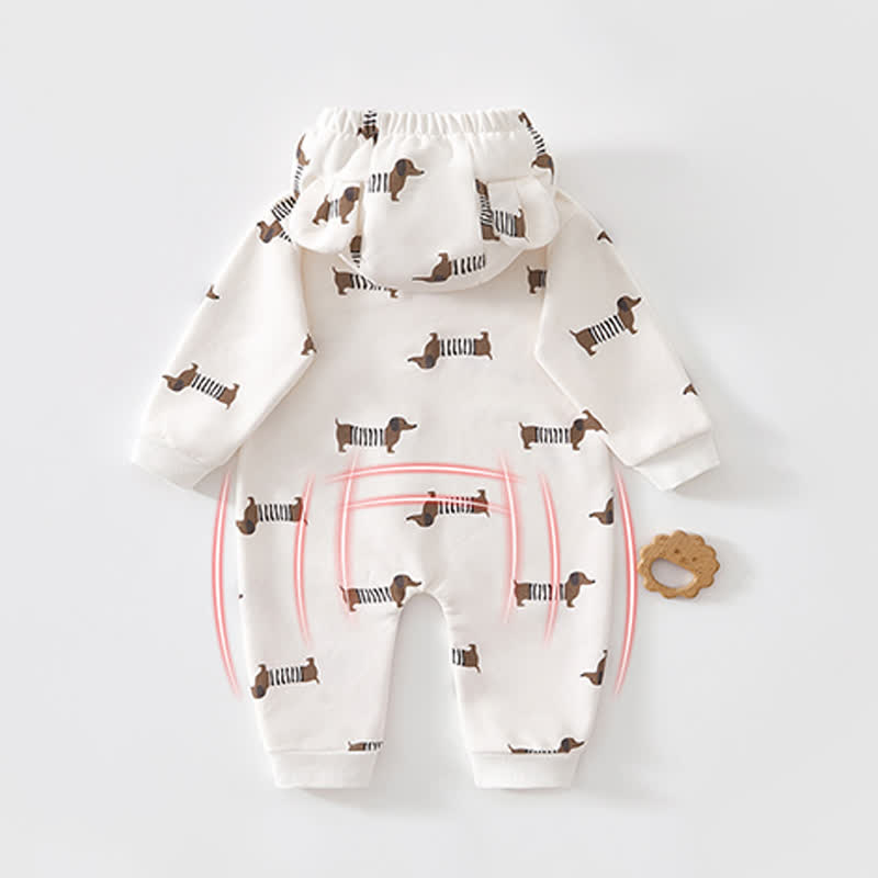 Baby Dinosaur Dachshund Moon Hooded Romper - image 2