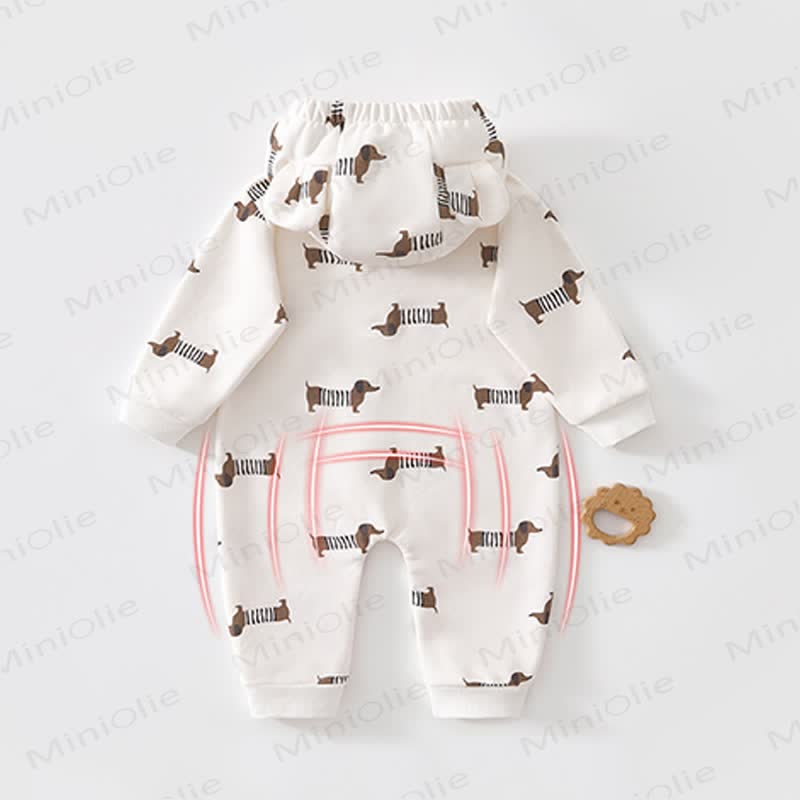 Baby Dinosaur Dachshund Moon Hooded Romper - image 2