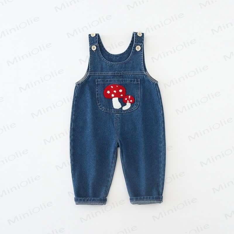 Baby Toddler Mushroom Denim Overalls - image 10