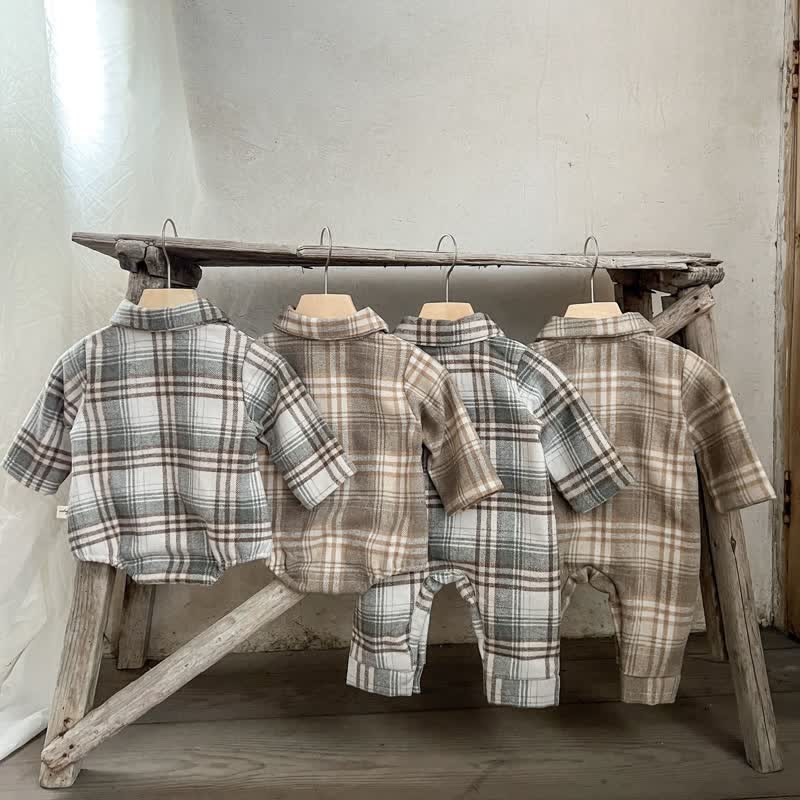 Baby Retro Plaid Lapel Romper/Bodysuit - image 4