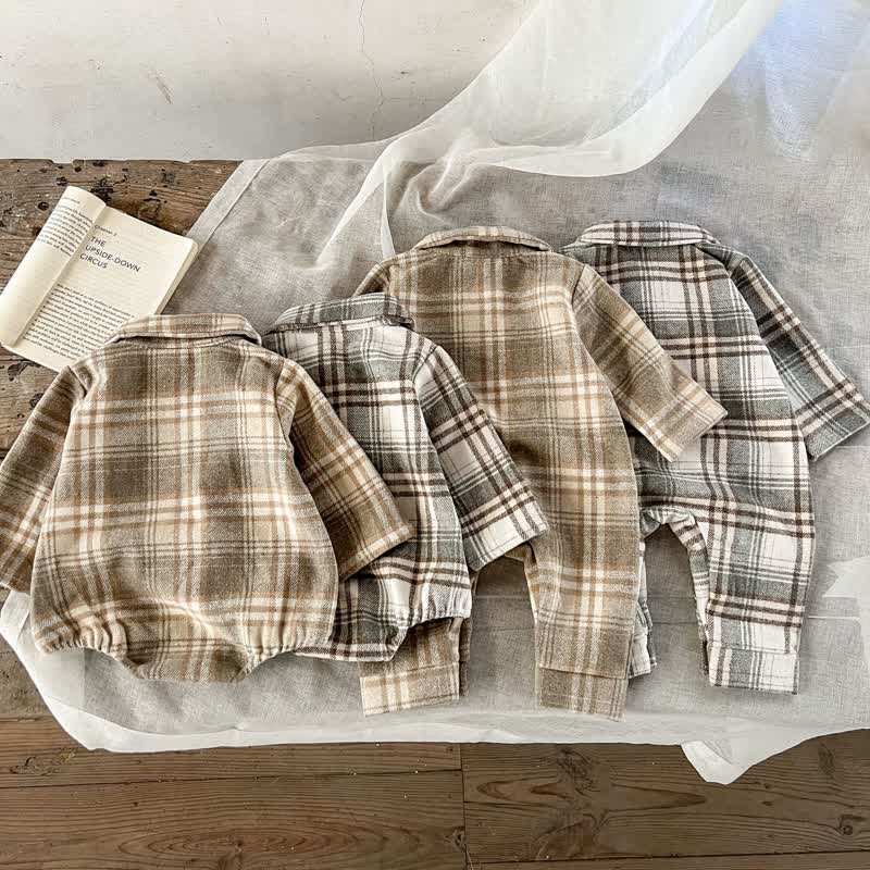 Baby Retro Plaid Lapel Romper/Bodysuit - image 6