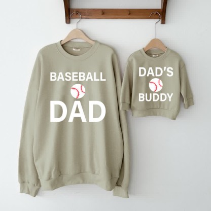 BASEBALL DAD/DAD'S BUDDY Grey Green Family Sweatshirt  - Grey Green - XL - image 1