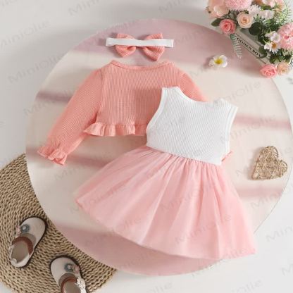 Baby 2-Piece Flower Dress Set with Headband - image 2