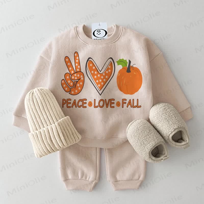 PEACE LOVE FALL Baby Pumpkin 2-piece Beige Set - Beige - 2-3T - image 1