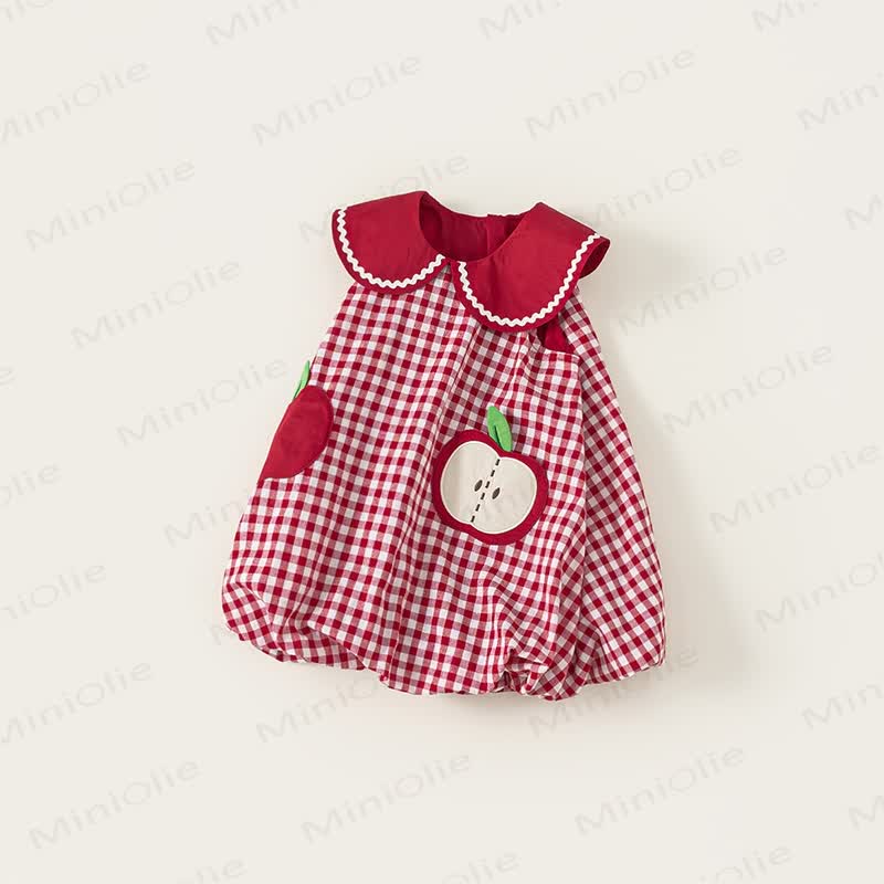 Toddler Apple Red Plaid Sleeveless Dress - image 2