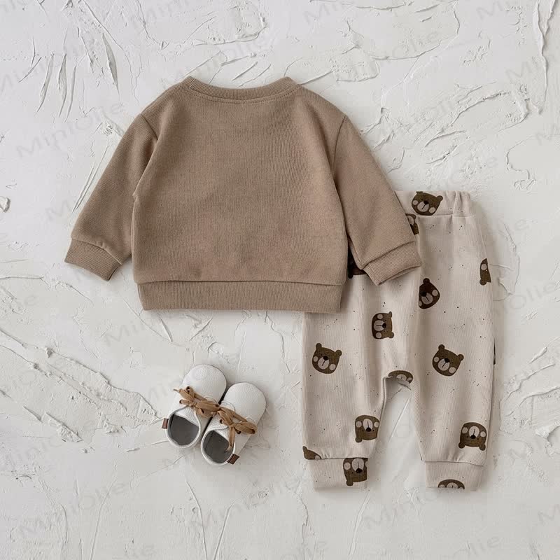 Baby 2-Piece Cartoon Bear Brown Set - image 2