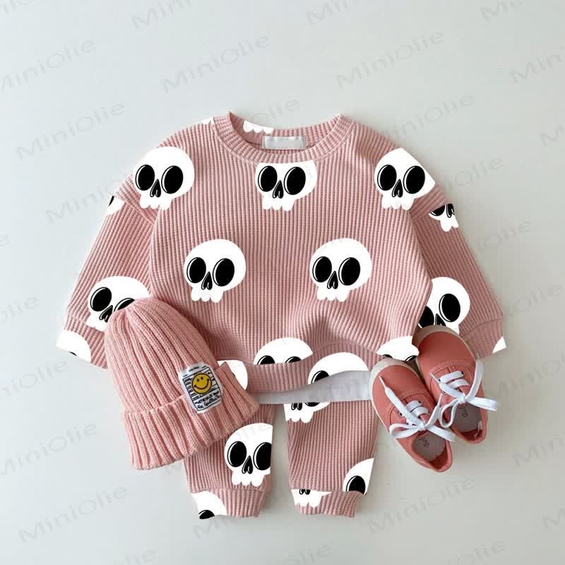Baby Skull Pink Waffle 2-piece Set - Pink - 2-3T - image 1
