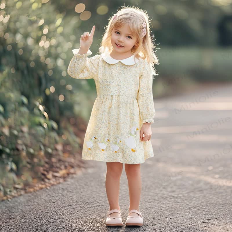 Toddler Bow Goose Yellow Flower Dress - image 2