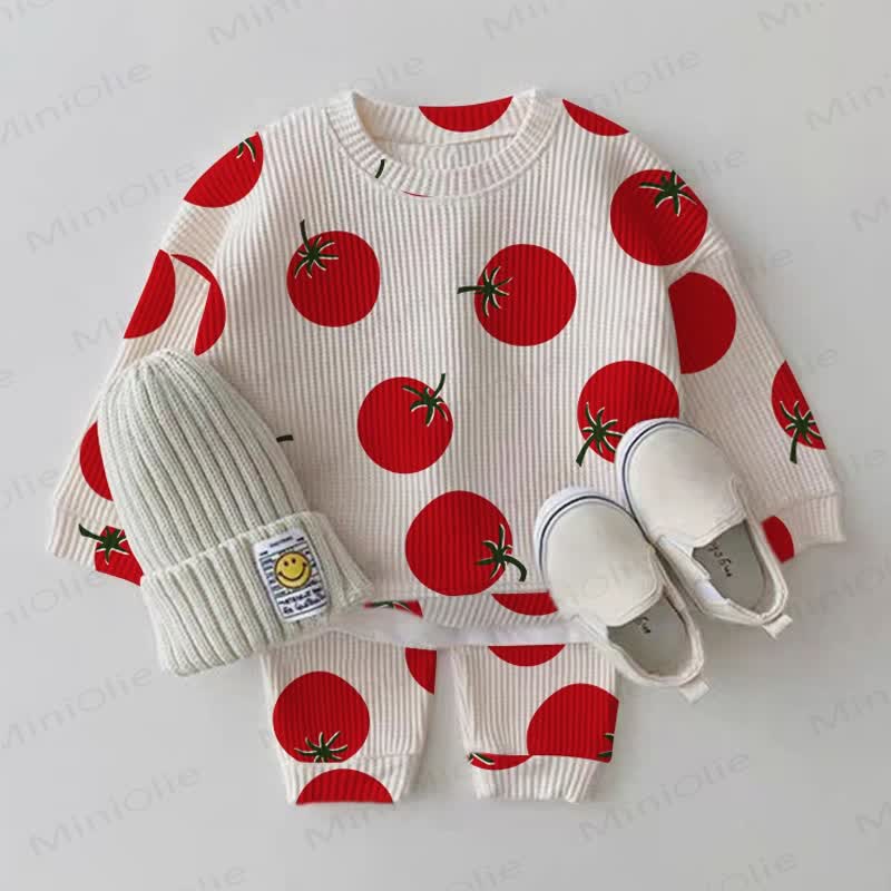 Baby Tomatoes Waffle 2-piece Set - Beige - 2-3T - image 1