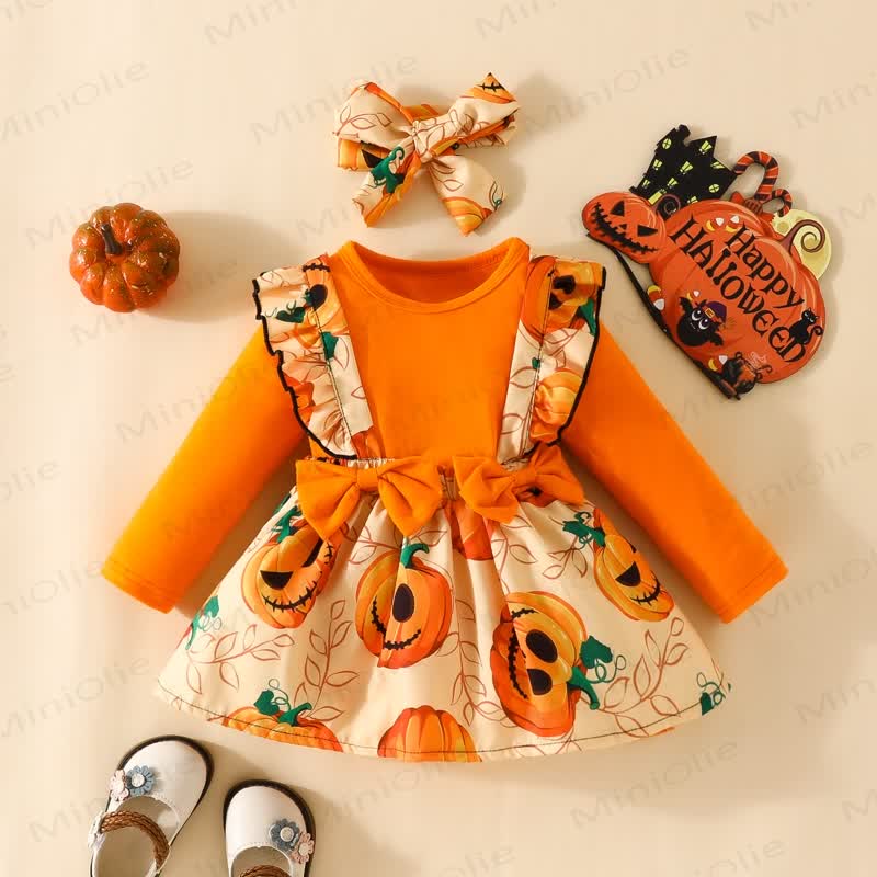 Baby 2-Piece Orange Pumpkin Set with Headband - image 1