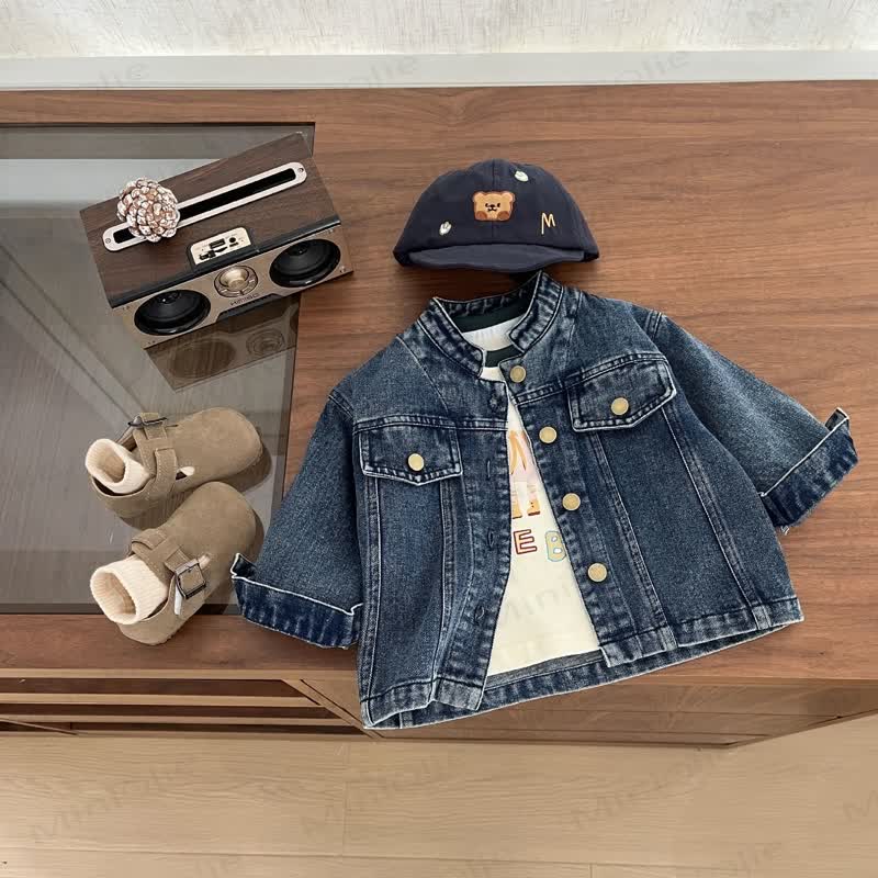 Baby Toddler Stand Collar Denim Jacket - image 1