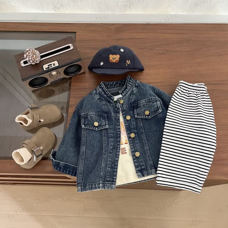 Baby Toddler Stand Collar Denim Jacket - image 2