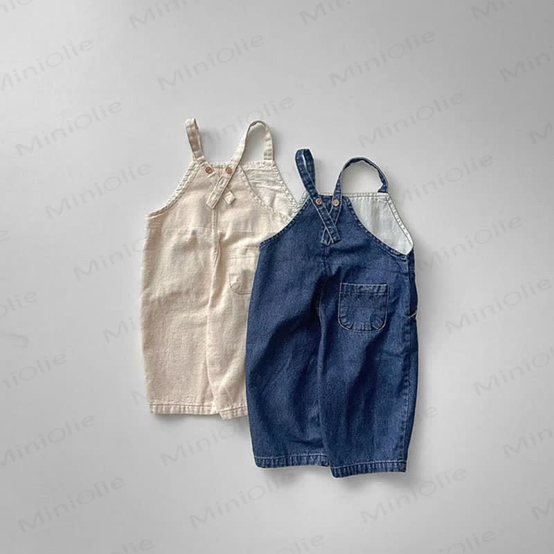 Toddler Solid Color Unisex Overalls - image 2