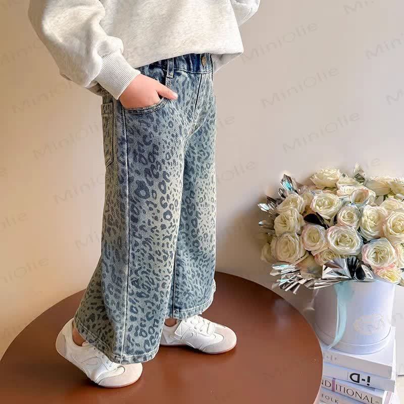 Toddler Leopard Print Denim Blue Pants - image 5