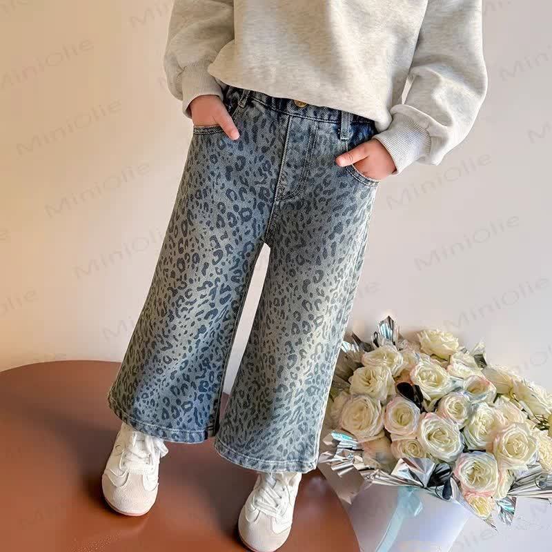 Toddler Leopard Print Denim Blue Pants - image 3