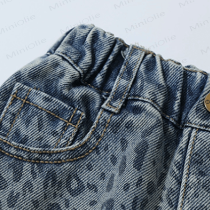 Toddler Leopard Print Denim Blue Pants - image 12