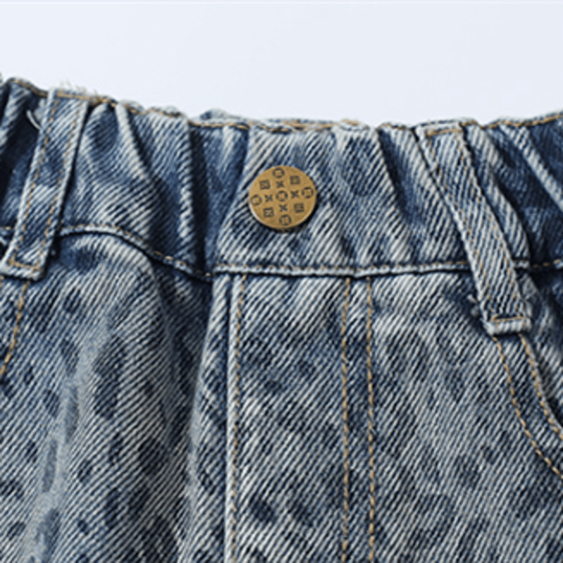 Toddler Leopard Print Denim Blue Pants - image 11
