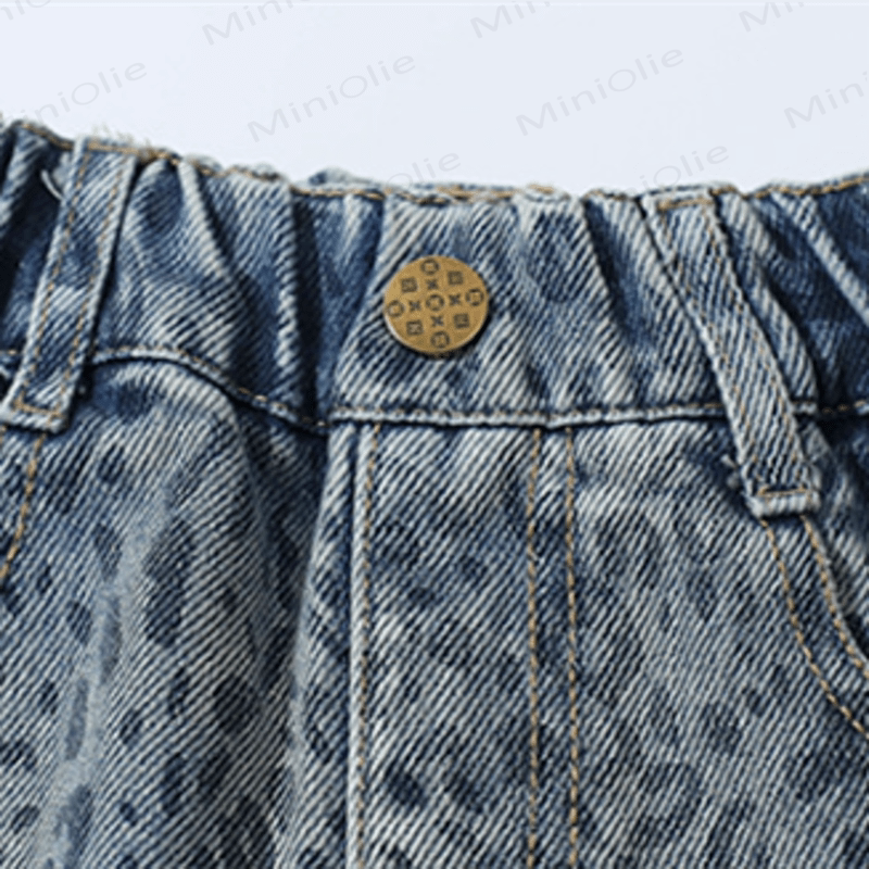 Toddler Leopard Print Denim Blue Pants - image 11