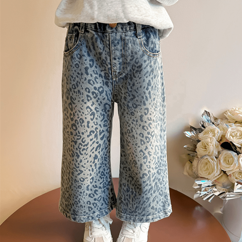 Toddler Leopard Print Denim Blue Pants - image 2