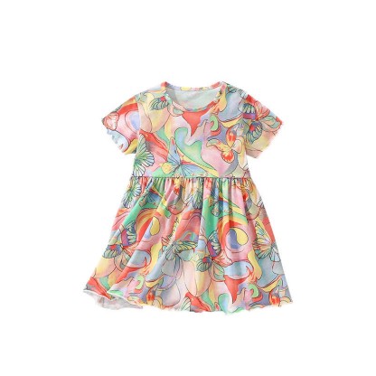 Toddler Colorful Abstract Butterfly Lovely Dress - image 3