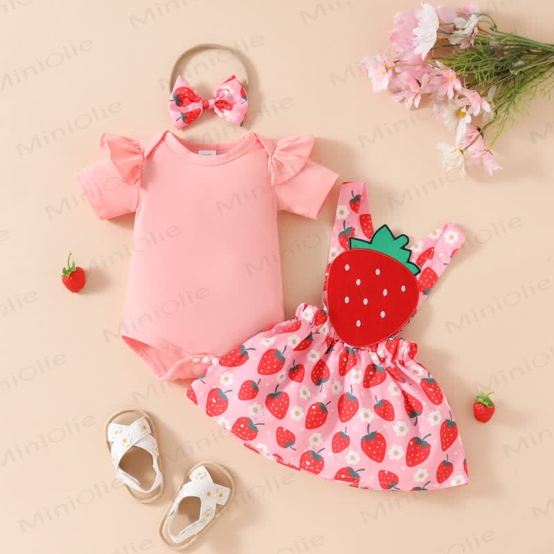 Baby 2-Piece Pink Strawberry Set with Headband - image 2