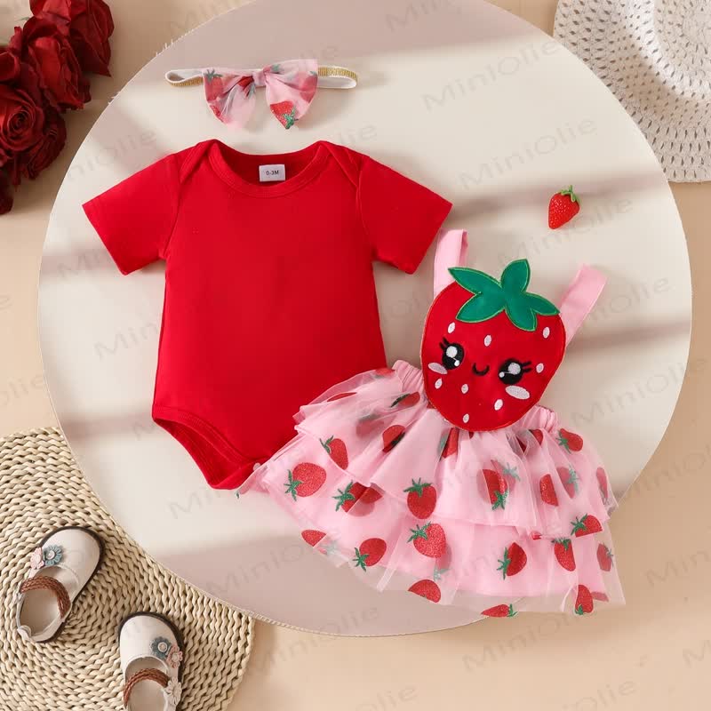 Baby 2-Piece Strawberry Daisy Set with Headband - image 2