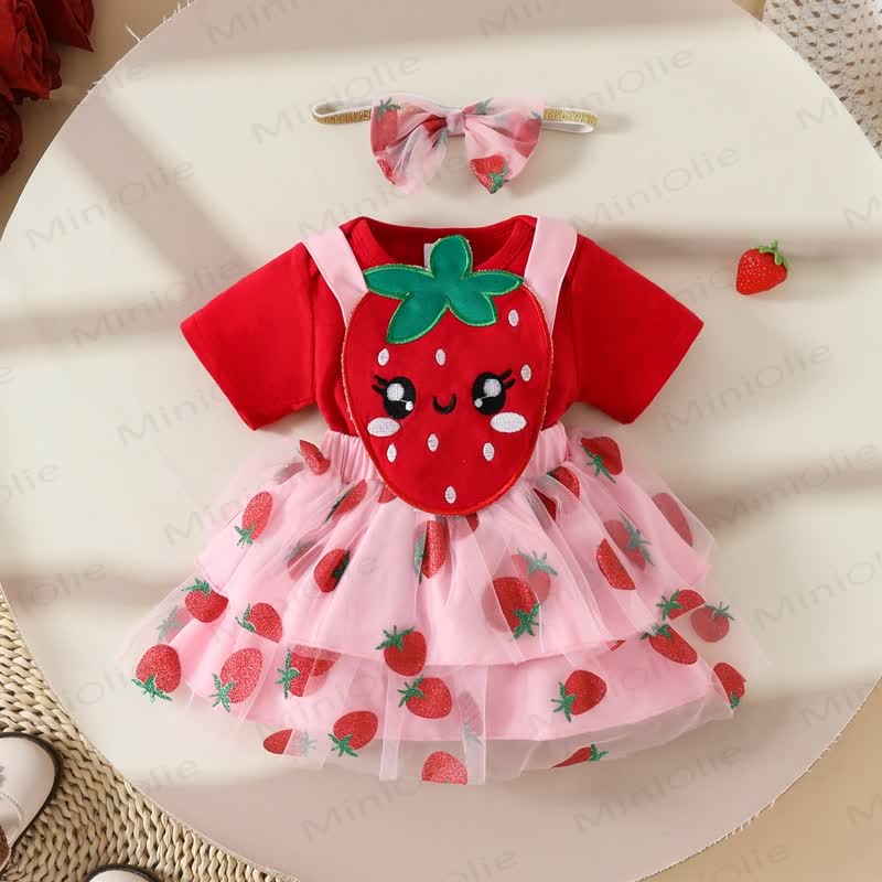 Baby 2-Piece Strawberry Daisy Set with Headband - image 1