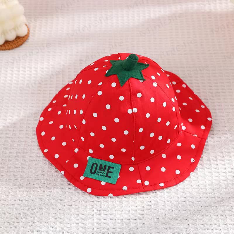 Baby Toddler Red Dots Strawberry Bucket Hat - Red - 8-12Y - image 1