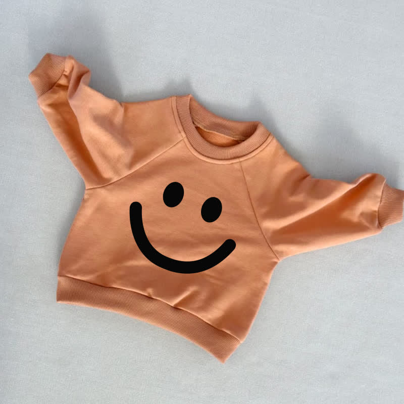 Baby Toddler Smile Face Orange Sweatshirt - Orange - 3-5T - image 1