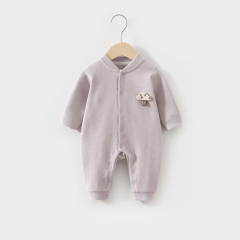 Baby Mushroom Patch Waffle Romper - Purple - 18-24M - image 4