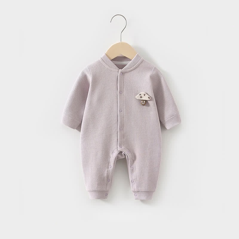 Baby Mushroom Patch Waffle Romper - Purple - 18-24M - image 4