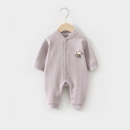 Baby Mushroom Patch Waffle Romper - Purple - 18-24M - image 4