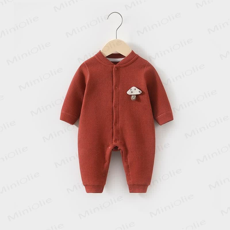 Baby Mushroom Patch Waffle Romper - Red - 18-24M - image 2
