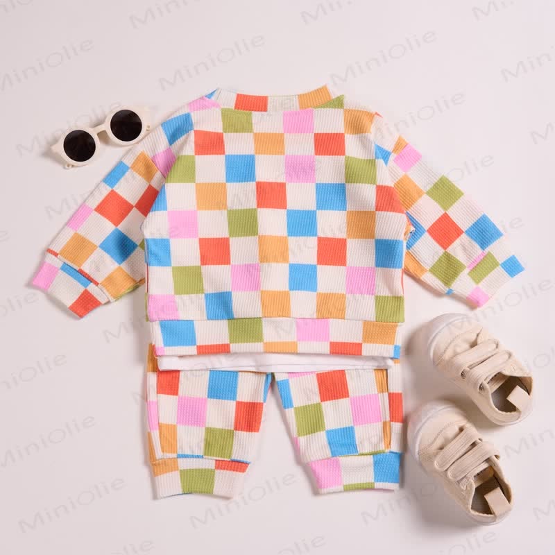 Baby Toddler Colored Checkerboard Waffle 2-piece Set - image 2